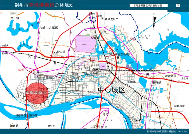 荆州李埠港新区规划图与城南开发区规划图