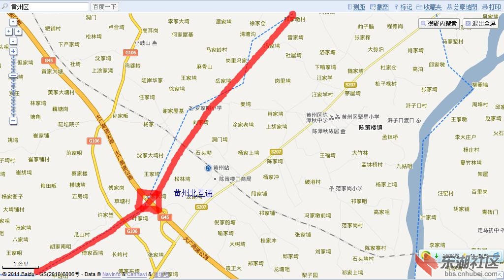 求黄鄂高速黄州团风段线路图