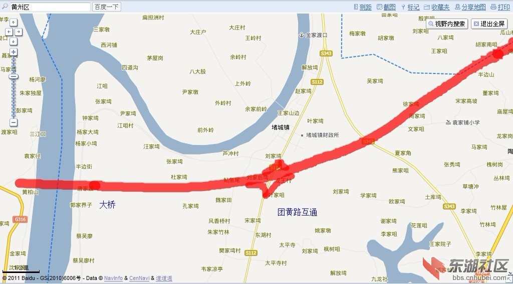 求黄鄂高速黄州团风段线路图