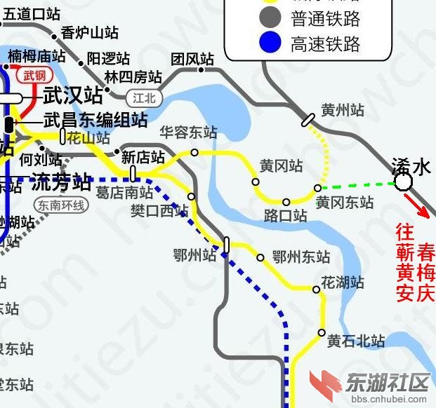 武冈城际铁路为什么不延伸江北四县而要延伸到黄州站?图片