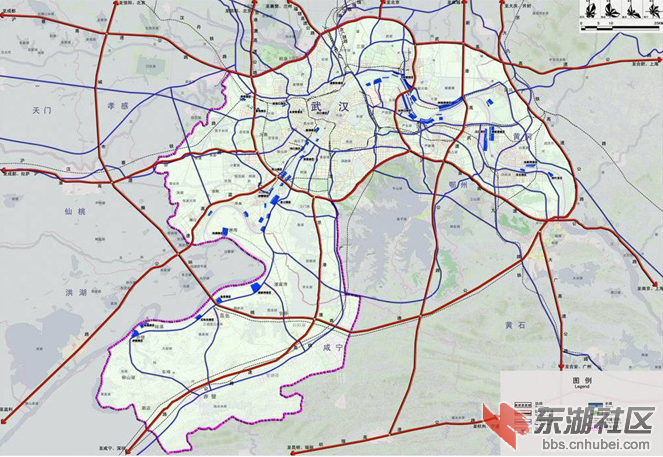 系统:六纵  三横  六联   铁路疏港系统:江北铁路(滠口-阳逻-团风)