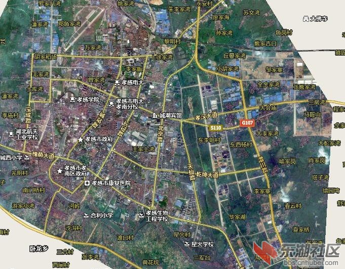 孝感的百度卫星地图更新了,东城区可以看见啦图片