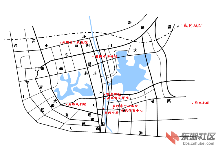 本人自己制作的黄州地图(含城东新区)