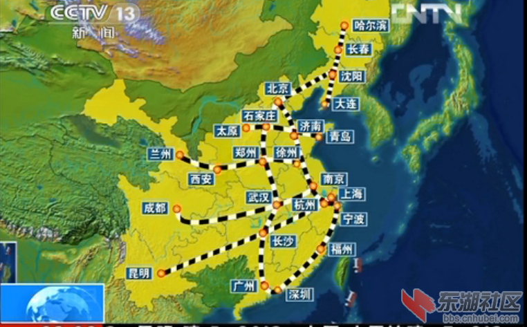 我国四纵四横快速铁路网随州不在其线路上