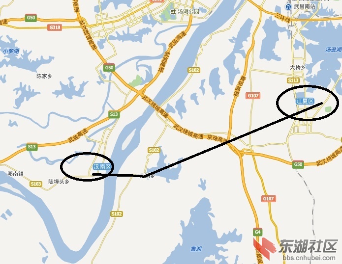 辅助京珠 建议修建武汉长江上游第一桥---汉南江夏长江大桥