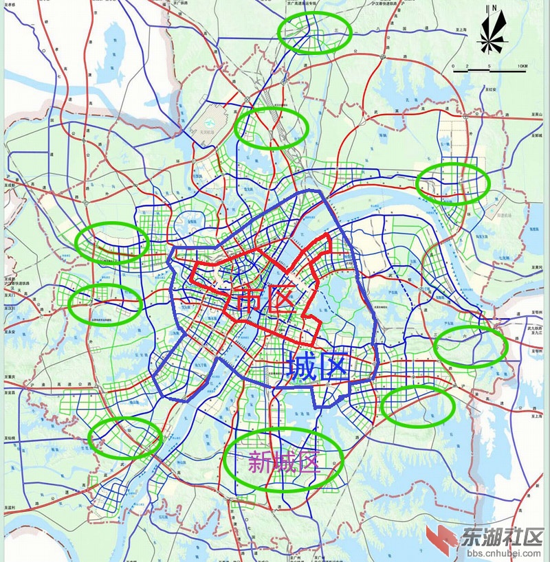 中心市区:旧城区是指1980年前武汉三镇的城市建成区