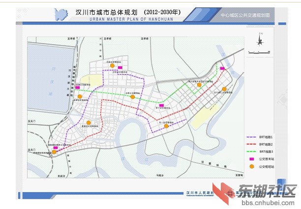 最新版的汉川规划中有3条brt公交线路!图片太小,大家将就着看.