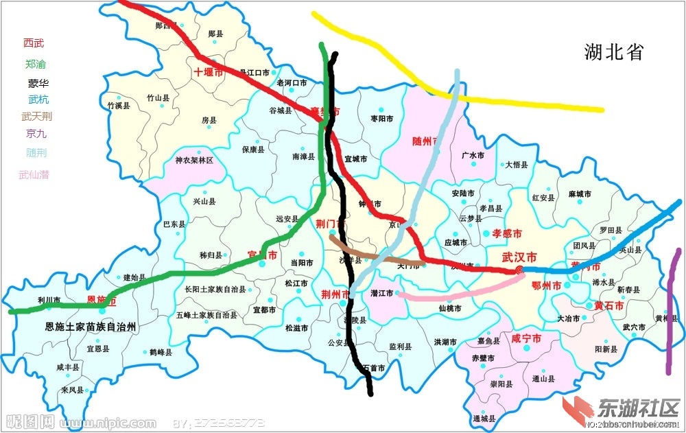 我画的未来湖北铁路走向图