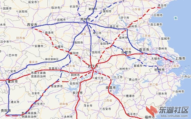 郑贵高铁将威胁武汉米字型高铁枢纽形成