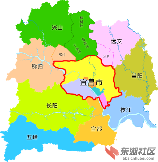 自制宜昌市的新区划,将夷陵区北部五乡镇划到其它县图片