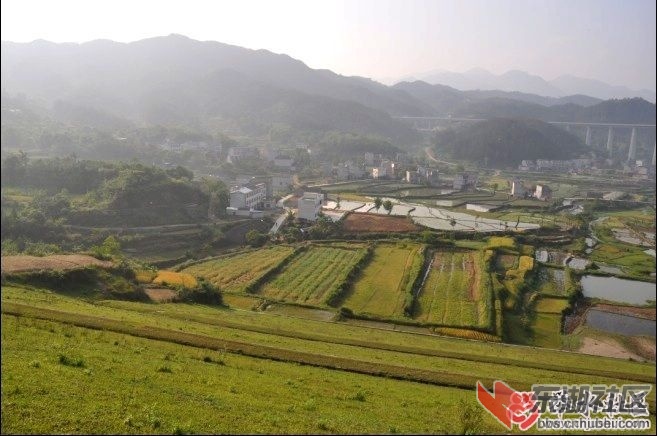 合武铁路麻城木子店的杉林河水库洗马长岭关沿线风景