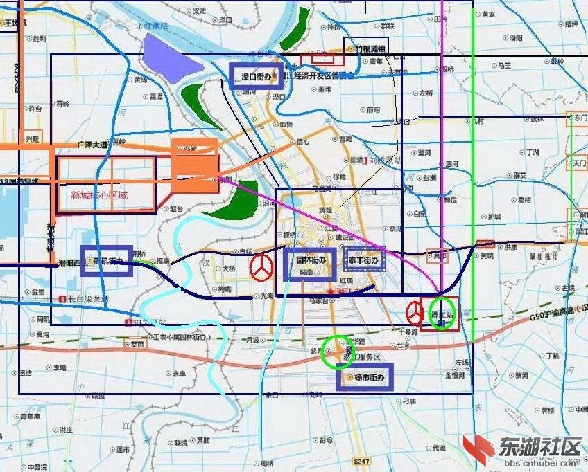 发个自己涂改编辑的潜江城区地图