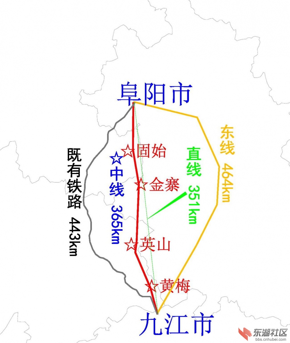 京九高铁阜阳九江段中部方案出炉