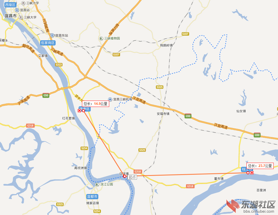 离宜昌城区(猇亭区)只有十几公里,而离枝江市区还要二十多公里,怎么就图片