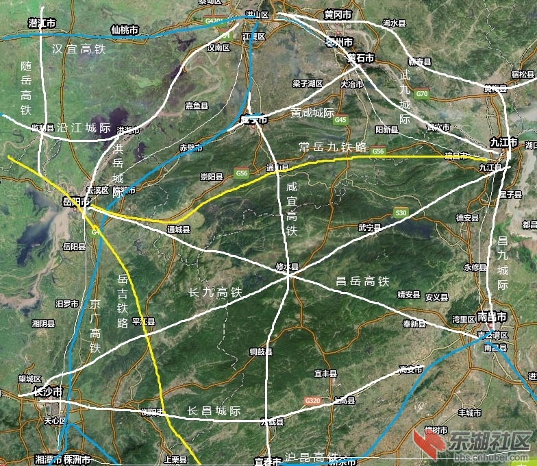 中三角最完美快速铁路网-九江修水成枢纽