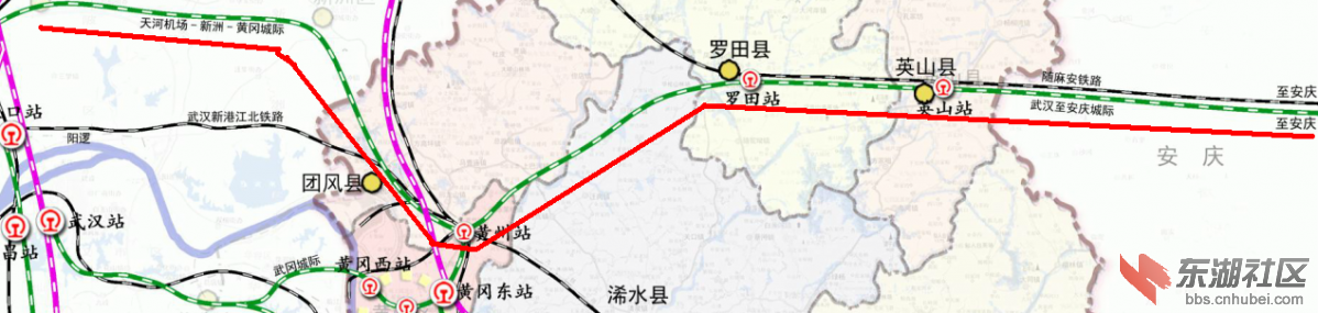 黄冈市城区最新铁路规划图