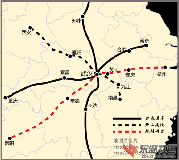 武汉铁路枢纽米字型规划示意图