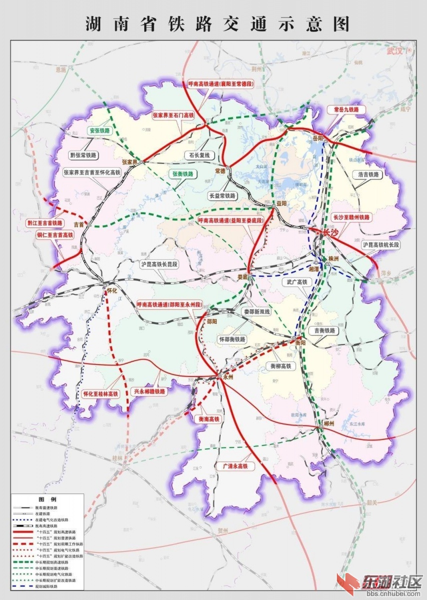 湖南十四五铁路规划(涉湖北部分信息量大)