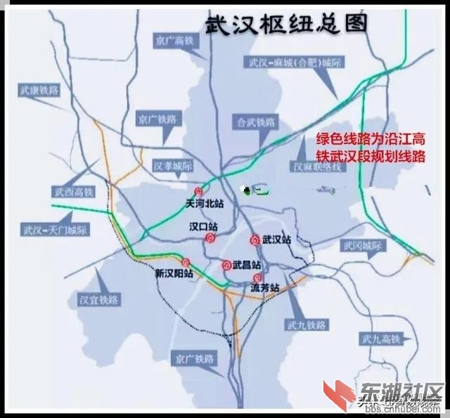 沿江高铁官方未公布之前黄陂段我们暂且认为长江新城站和天河北站都设