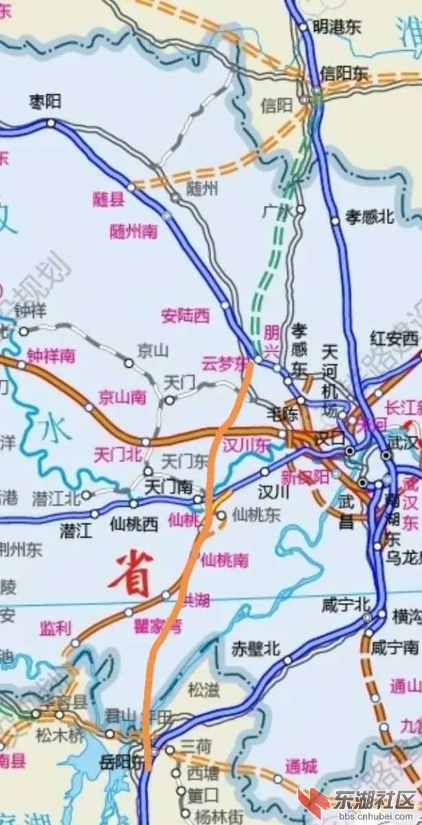 应城提出京广高铁二线湖北段信阳至岳阳高铁线路