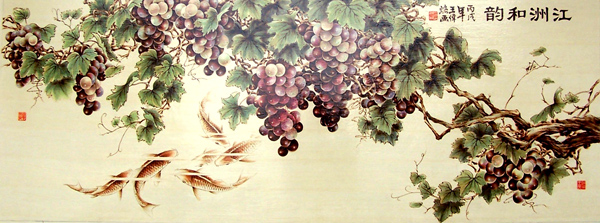 王伟 江洲和韵(板烙画)  花鸟 丈二对裁(72cm 366cm).jpg