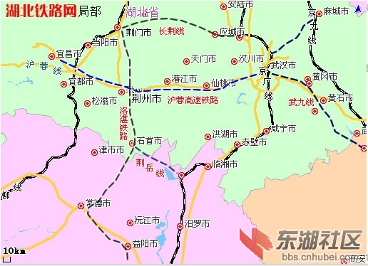 湖北的鐵路盲區.總的看鄂中南,西南地區鐵路佈局空白