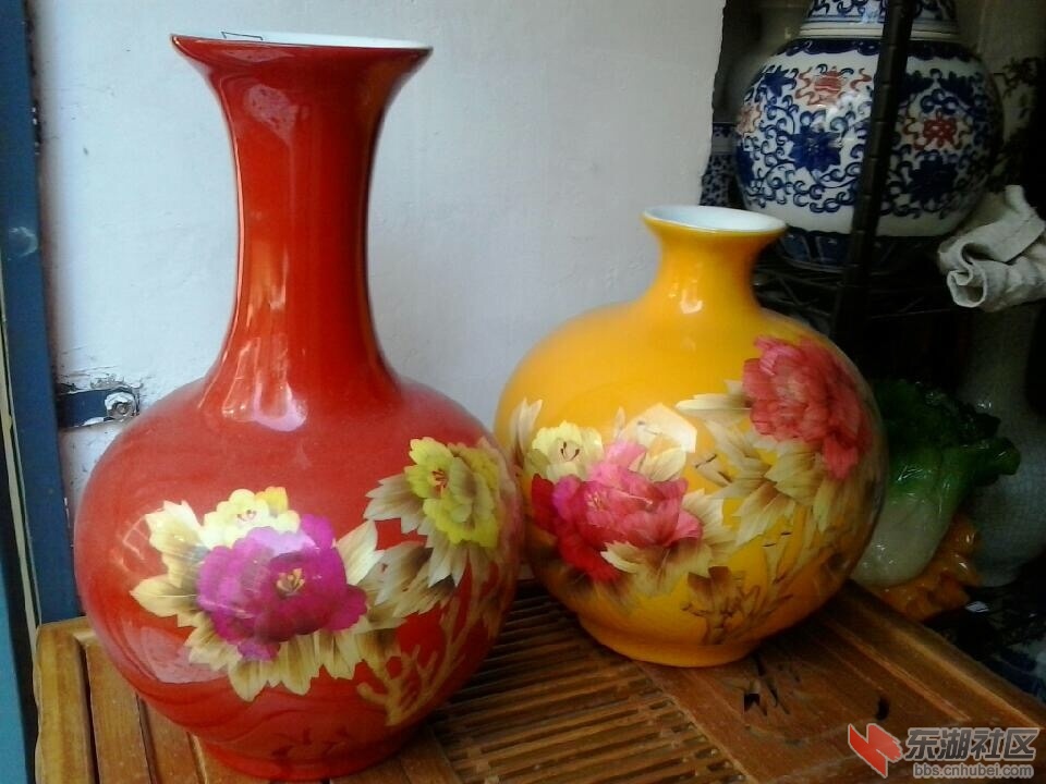 刻花花瓶88一对