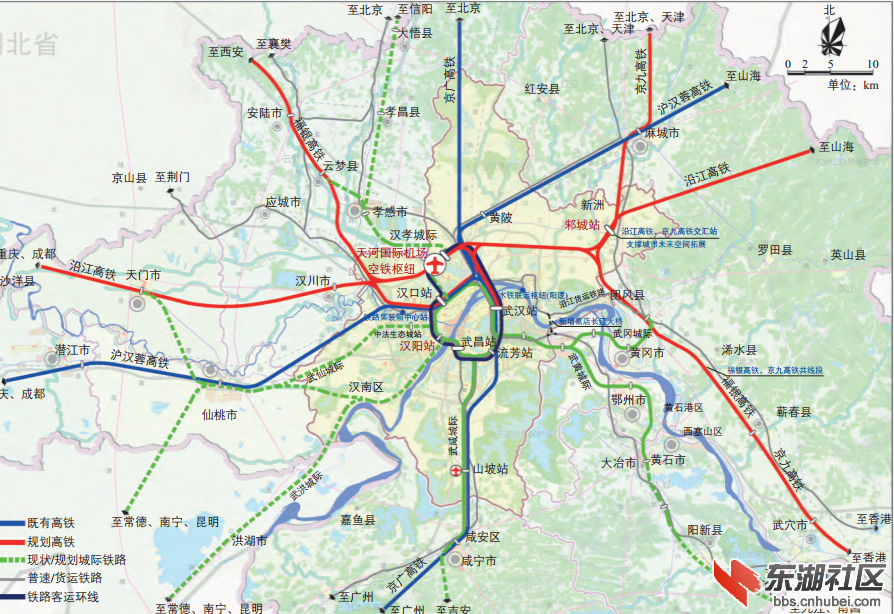 武汉十三五铁路规划示意图