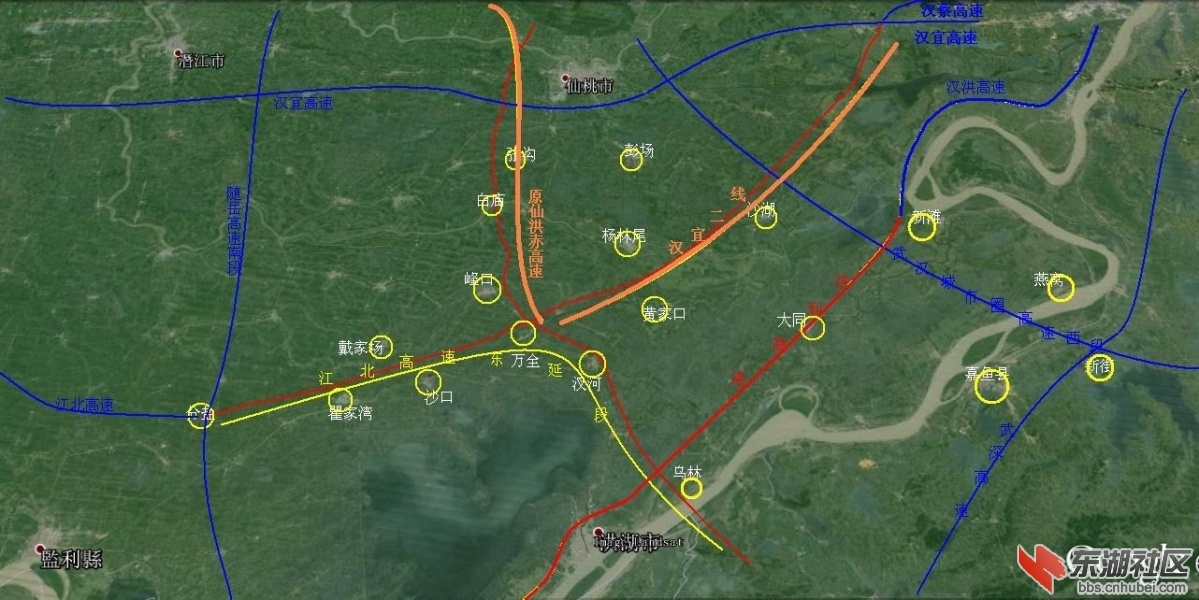 只有江北高速东沿对接汉蔡高速才是汉宜高速最佳复线