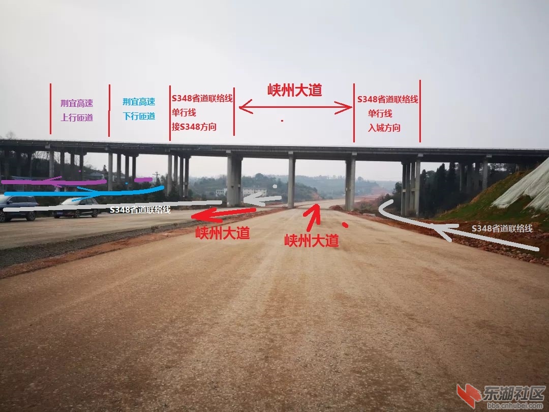 荆宜高速大桥剖面示意图（西方向视角）