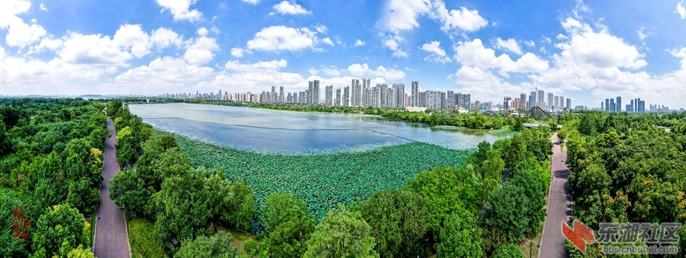 东湖华侨城北湿地公园：渔光村路向西斜，渔户今居城市家。林绿荷青荫绿道，湖边开放四.jpg