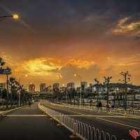 夕阳五彩云曾院平摄影